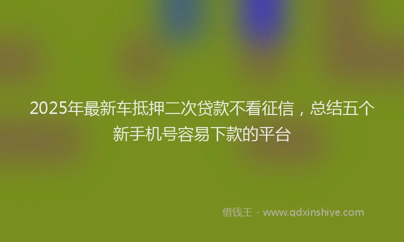 2025年最新车抵押二次贷款不看征信，总结五个新手机号容易下款的平台