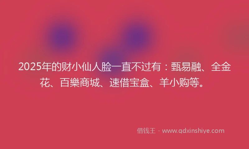 2025年的财小仙人脸一直不过有：甄易融、全金花、百樂商城、速借宝盒、羊小购等。