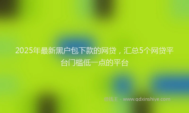 2025年最新黑户包下款的网贷，汇总5个网贷平台门槛低一点的平台