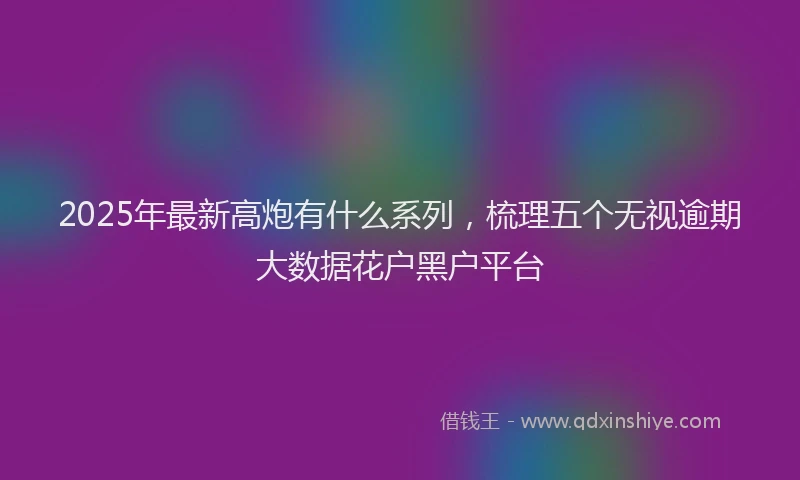 2025年最新高炮有什么系列，梳理五个无视逾期大数据花户黑户平台
