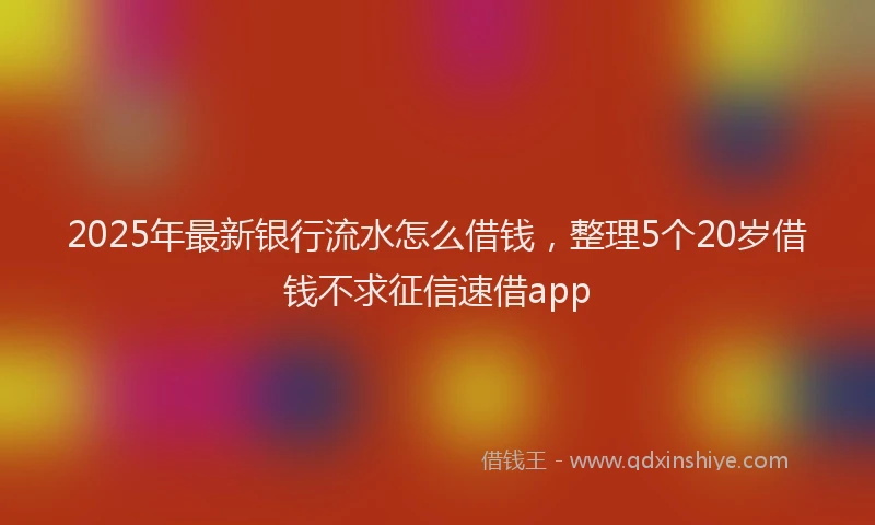2025年最新银行流水怎么借钱，整理5个20岁借钱不求征信速借app