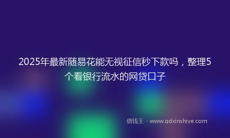 2025年最新随易花能无视征信秒下款吗，整理5个看银行流水的网贷口子