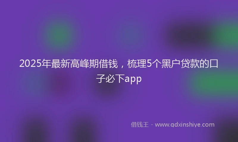 2025年最新高峰期借钱，梳理5个黑户贷款的口子必下app