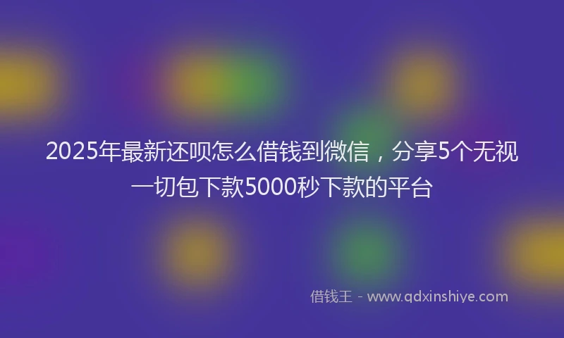 2025年最新还呗怎么借钱到微信，分享5个无视一切包下款5000秒下款的平台