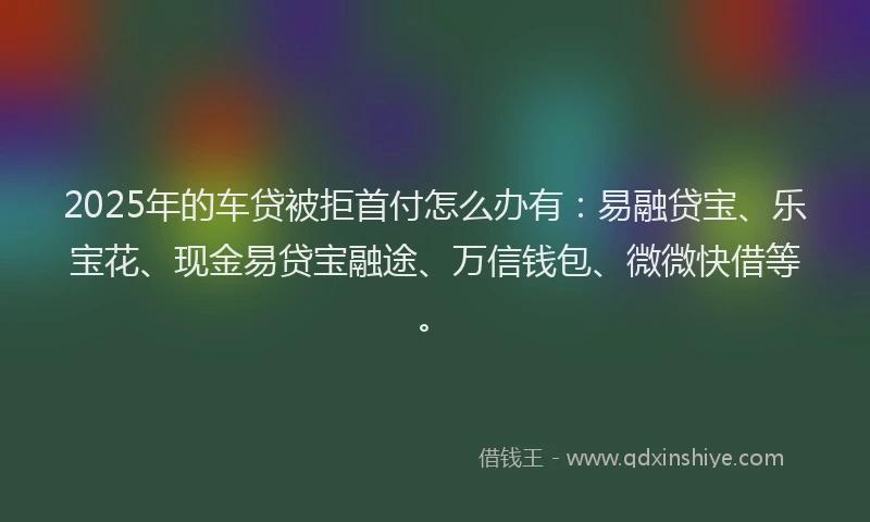 2025年的车贷被拒首付怎么办有：易融贷宝、乐宝花、现金易贷宝融途、万信钱包、微微快借等。