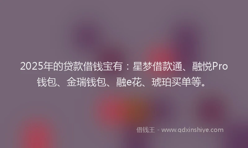 2025年的贷款借钱宝有:星梦借款通、融悦Pro钱包、金瑞钱包、融e花、琥珀买单等。