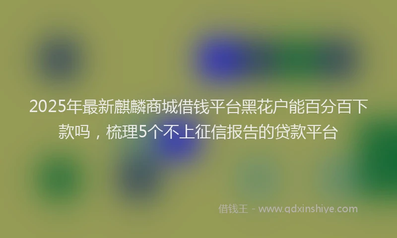 2025年最新麒麟商城借钱平台黑花户能百分百下款吗，梳理5个不上征信报告的贷款平台
