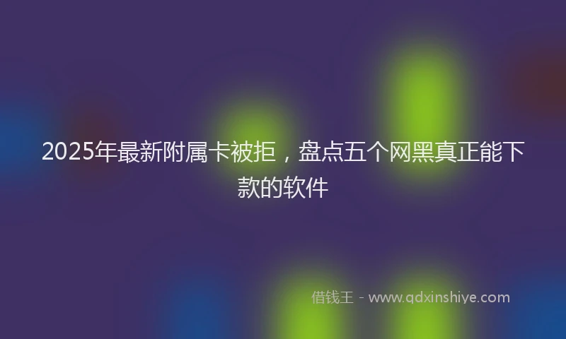 2025年最新附属卡被拒，盘点五个网黑真正能下款的软件