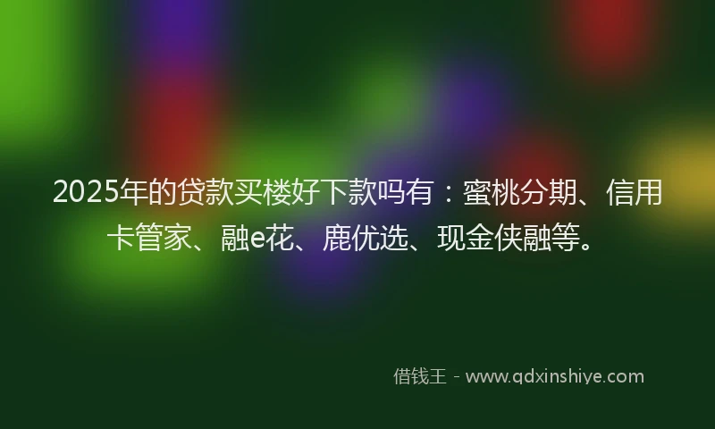 2025年的贷款买楼好下款吗有：蜜桃分期、信用卡管家、融e花、鹿优选、现金侠融等。