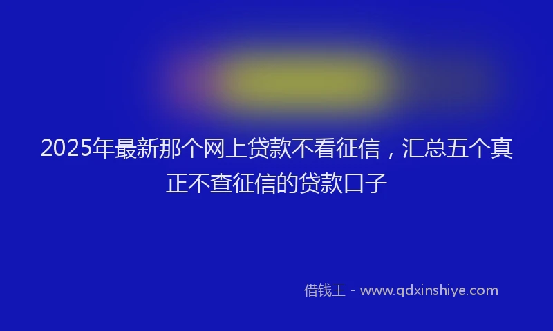 2025年最新那个网上贷款不看征信，汇总五个真正不查征信的贷款口子