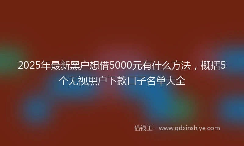 2025年最新黑户想借5000元有什么方法，概括5个无视黑户下款口子名单大全
