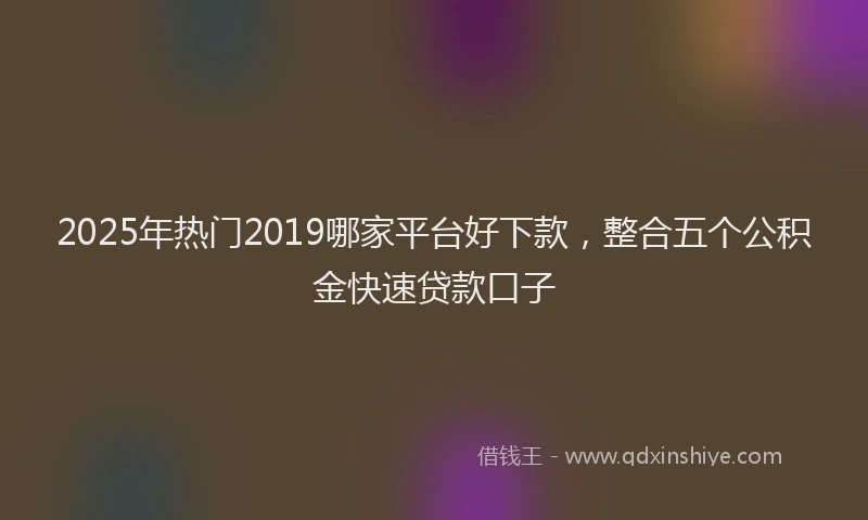 2025年热门2019哪家平台好下款，整合五个公积金快速贷款口子