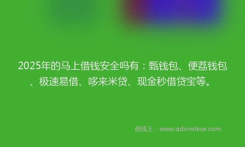 2025年的马上借钱安全吗有：甄钱包、便荔钱包、极速易借、哆来米贷、现金秒借贷宝等。