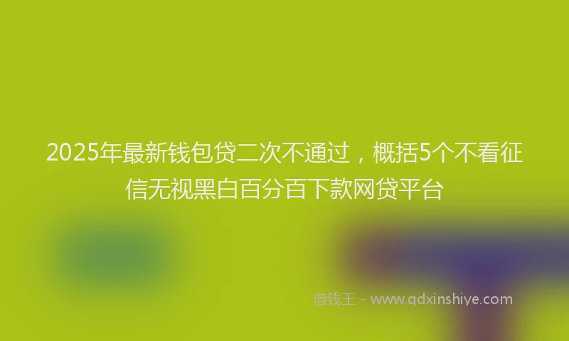 2025年最新钱包贷二次不通过，概括5个不看征信无视黑白百分百下款网贷平台