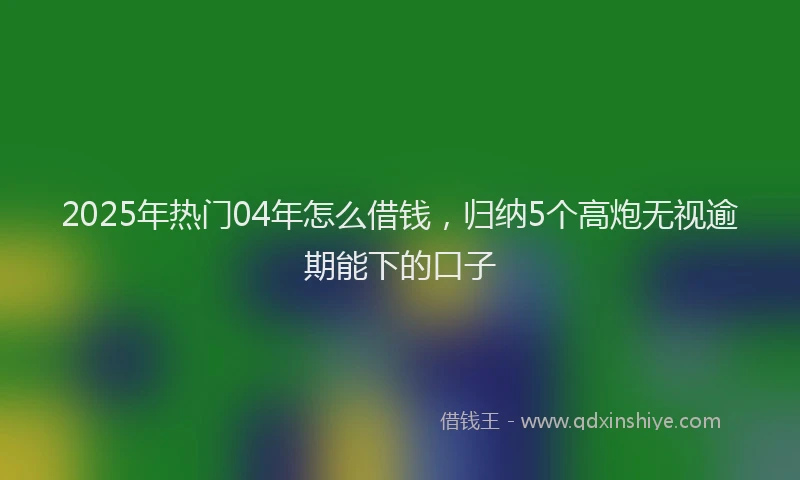 2025年热门04年怎么借钱，归纳5个高炮无视逾期能下的口子