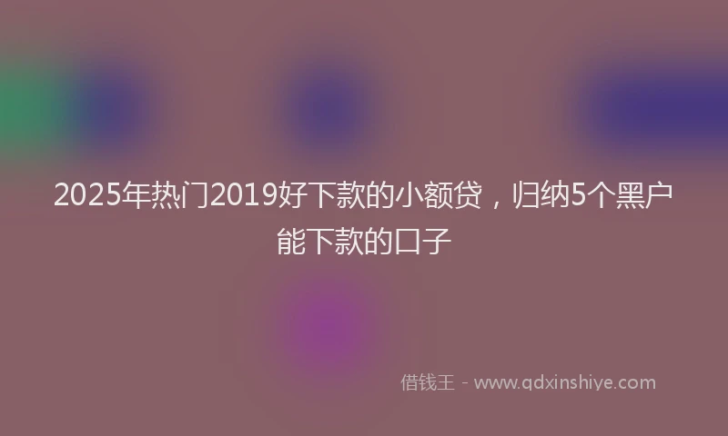 2025年热门2019好下款的小额贷，归纳5个黑户能下款的口子