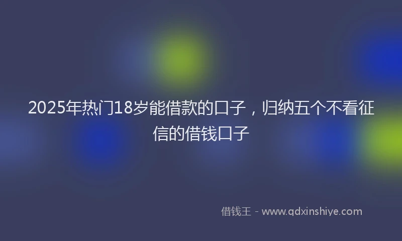 2025年热门18岁能借款的口子，归纳五个不看征信的借钱口子