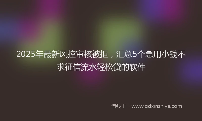 2025年最新风控审核被拒，汇总5个急用小钱不求征信流水轻松贷的软件