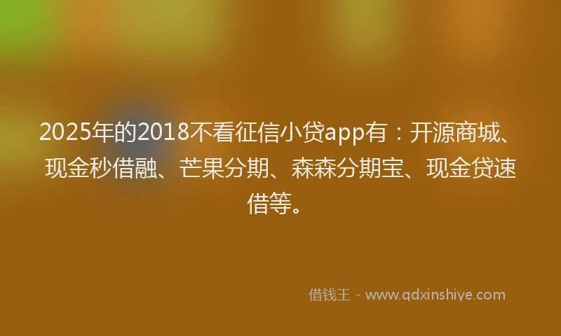 2025年的2018不看征信小贷app有：开源商城、现金秒借融、芒果分期、森森分期宝、现金贷速借等。