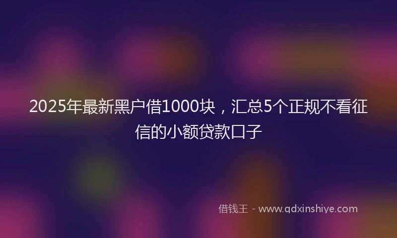 2025年最新黑户借1000块，汇总5个正规不看征信的小额贷款口子