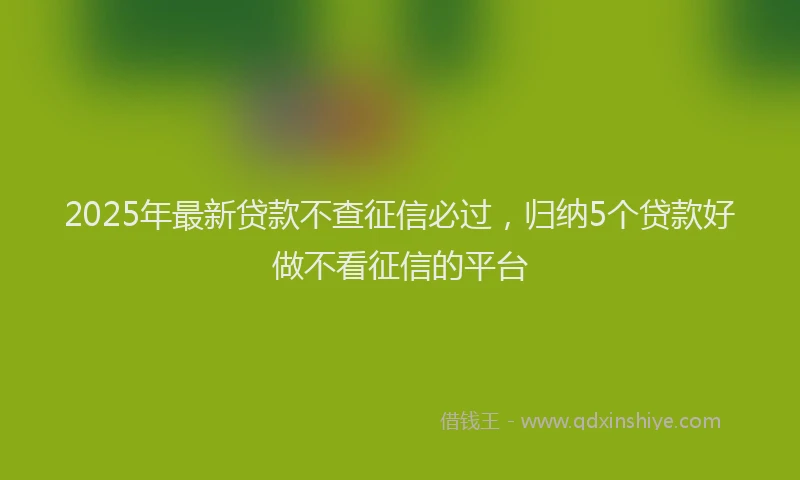 2025年最新贷款不查征信必过，归纳5个贷款好做不看征信的平台