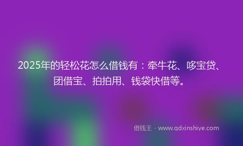 2025年的轻松花怎么借钱有：牵牛花、哆宝贷、团借宝、拍拍用、钱袋快借等。