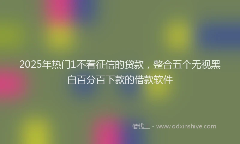 2025年热门1不看征信的贷款，整合五个无视黑白百分百下款的借款软件