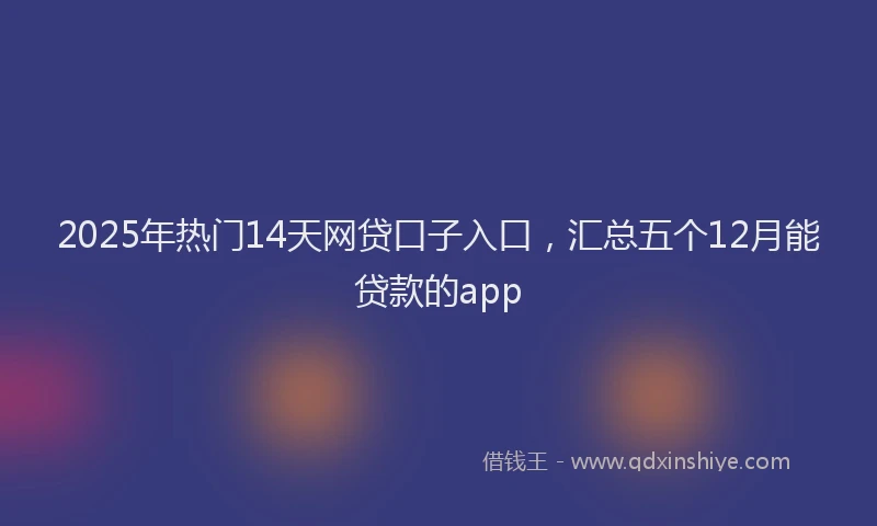 2025年热门14天网贷口子入口，汇总五个12月能贷款的app