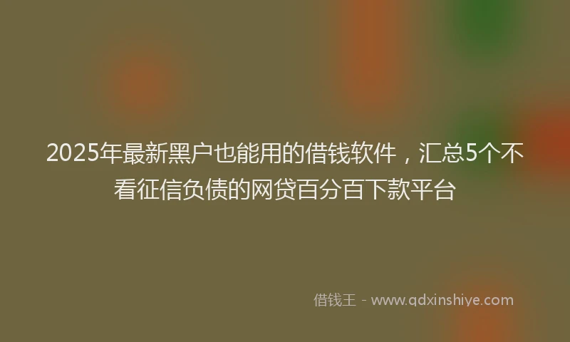 2025年最新黑户也能用的借钱软件，汇总5个不看征信负债的网贷百分百下款平台