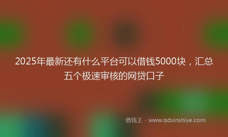 2025年最新还有什么平台可以借钱5000块，汇总五个极速审核的网贷口子