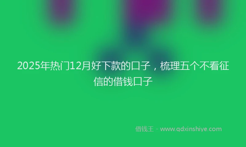 2025年热门12月好下款的口子，梳理五个不看征信的借钱口子