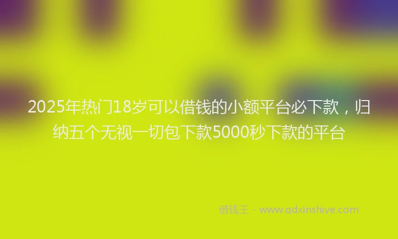 2025年热门18岁可以借钱的小额平台必下款，归纳五个无视一切包下款5000秒下款的平台