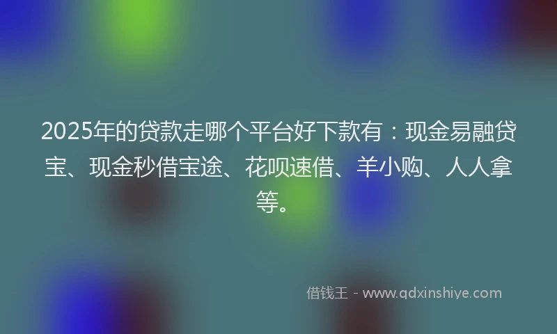 2025年的贷款走哪个平台好下款有：现金易融贷宝、现金秒借宝途、花呗速借、羊小购、人人拿等。