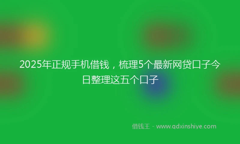2025年正规手机借钱，梳理5个最新网贷口子今日整理这五个口子