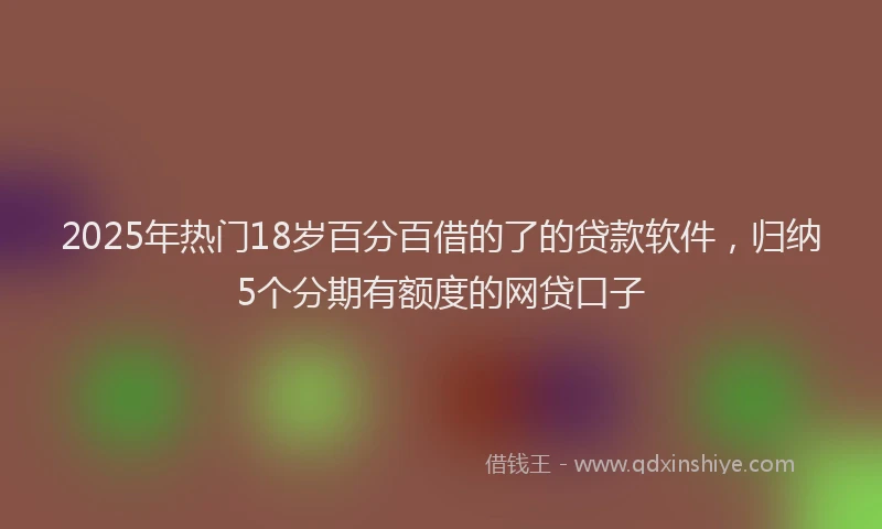 2025年热门18岁百分百借的了的贷款软件，归纳5个分期有额度的网贷口子