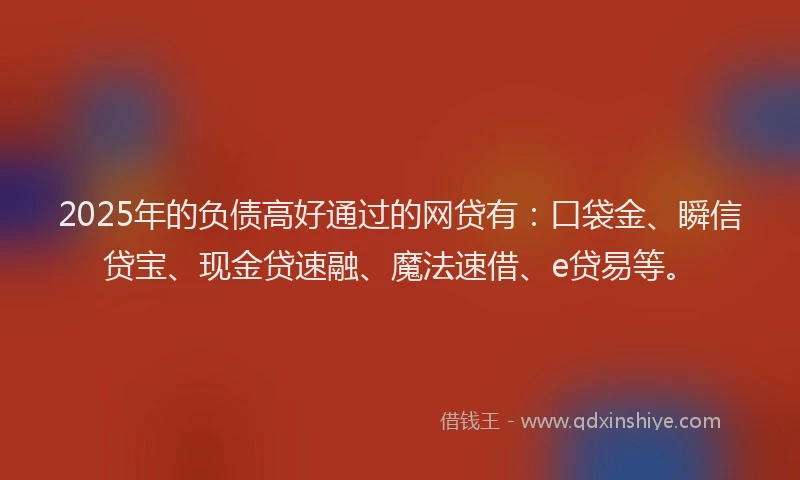 2025年的负债高好通过的网贷有：口袋金、瞬信贷宝、现金贷速融、魔法速借、e贷易等。
