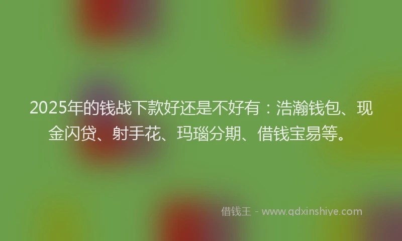 2025年的钱战下款好还是不好有：浩瀚钱包、现金闪贷、射手花、玛瑙分期、借钱宝易等。