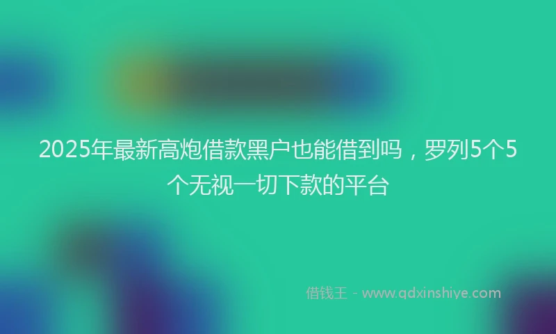 2025年最新高炮借款黑户也能借到吗，罗列5个5个无视一切下款的平台