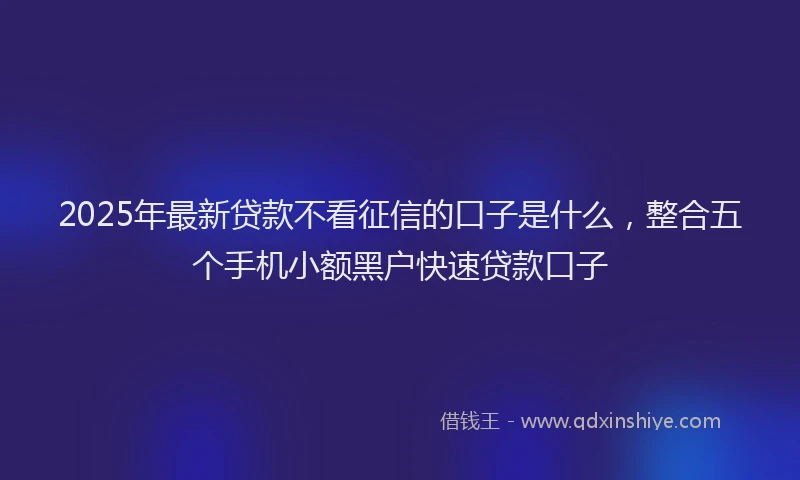 2025年最新贷款不看征信的口子是什么，整合五个手机小额黑户快速贷款口子