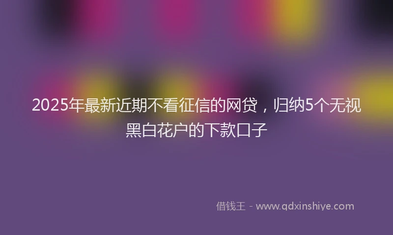 2025年最新近期不看征信的网贷，归纳5个无视黑白花户的下款口子