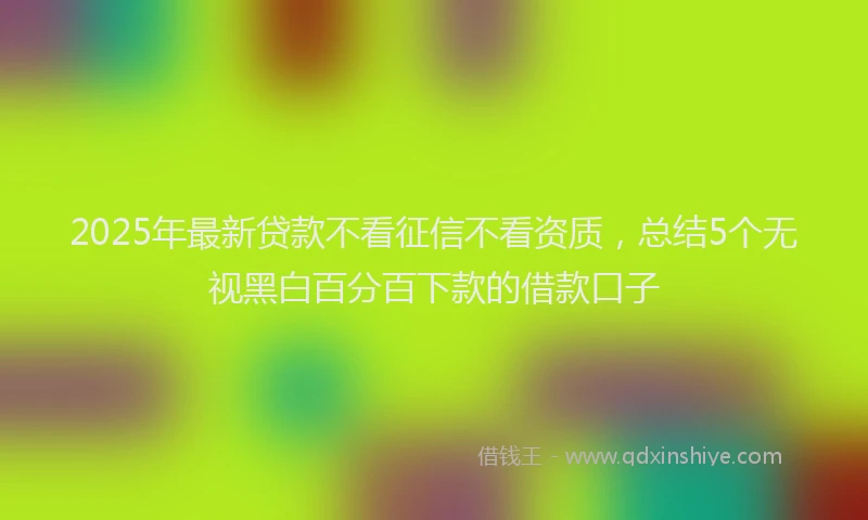 2025年最新贷款不看征信不看资质，总结5个无视黑白百分百下款的借款口子