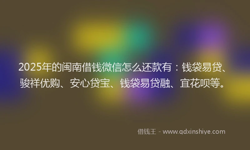 2025年的闽南借钱微信怎么还款有：钱袋易贷、骏祥优购、安心贷宝、钱袋易贷融、宜花呗等。