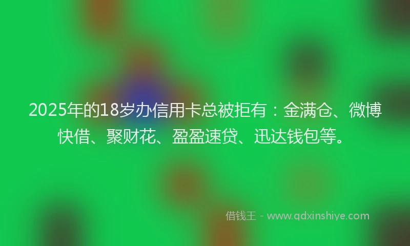 2025年的18岁办信用卡总被拒有：金满仓、微博快借、聚财花、盈盈速贷、迅达钱包等。