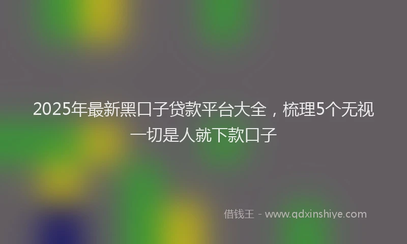 2025年最新黑口子贷款平台大全，梳理5个无视一切是人就下款口子