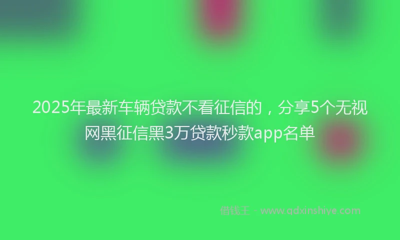 2025年最新车辆贷款不看征信的，分享5个无视网黑征信黑3万贷款秒款app名单