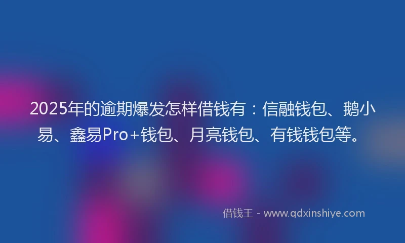 2025年的逾期爆发怎样借钱有：信融钱包、鹅小易、鑫易Pro+钱包、月亮钱包、有钱钱包等。