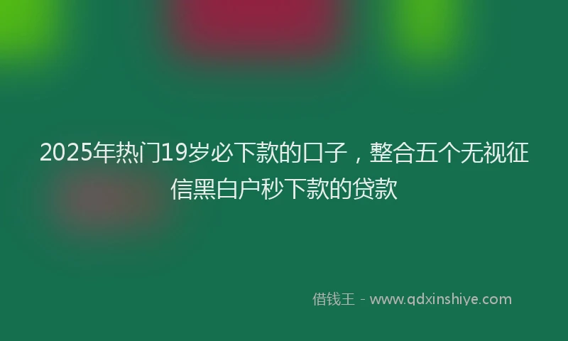 2025年热门19岁必下款的口子，整合五个无视征信黑白户秒下款的贷款