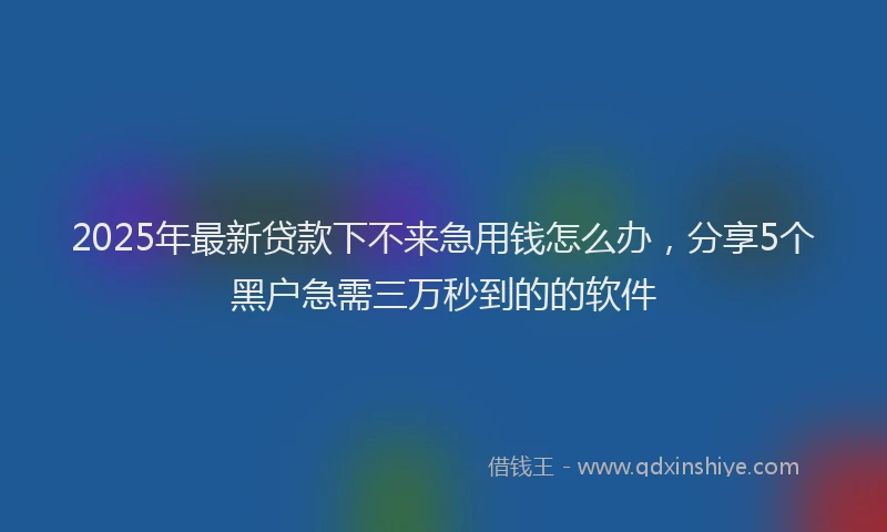 2025年最新贷款下不来急用钱怎么办，分享5个黑户急需三万秒到的的软件