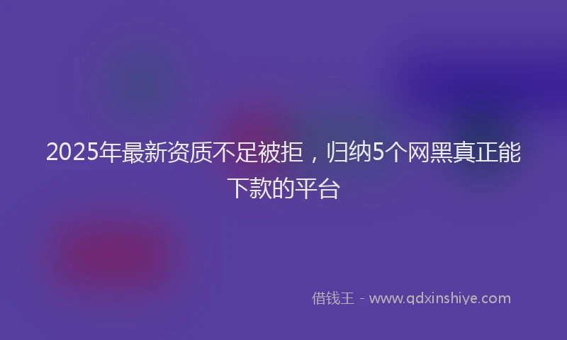 2025年最新资质不足被拒，归纳5个网黑真正能下款的平台