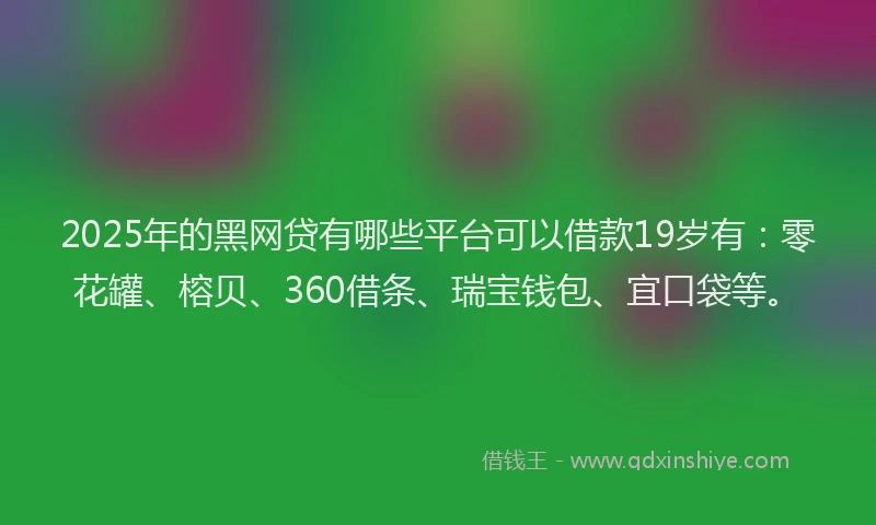 2025年的黑网贷有哪些平台可以借款19岁有：零花罐、榕贝、360借条、瑞宝钱包、宜口袋等。